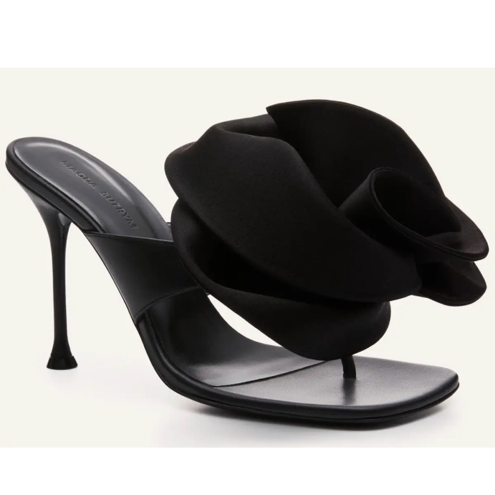 Magda Butrym satin rose and leather heels